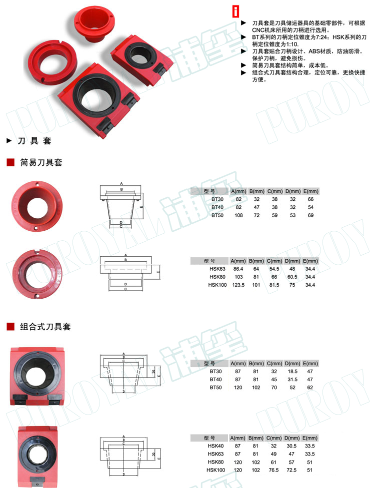 刀具柜，組合刀具套，方形刀具套，BT30，BT40,BT50，HSK40,HSK63，HSK80，HSK100，